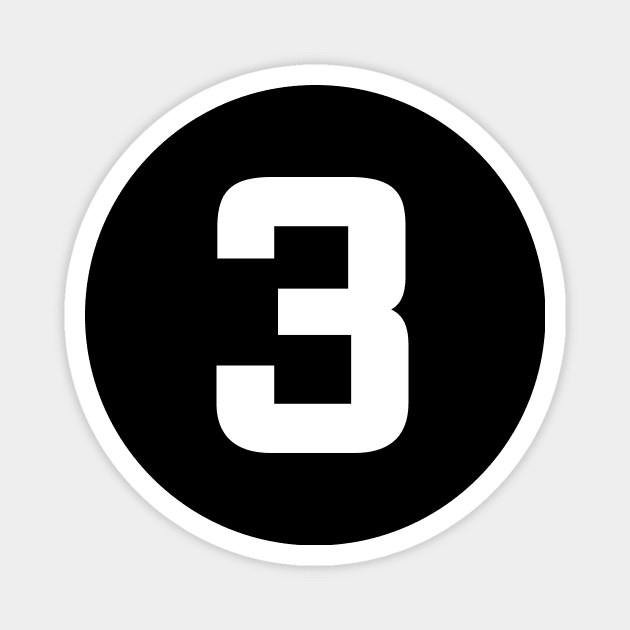 Number Three - 3 - Any Color - Team Sports Numbered Uniform Jersey - Birthday Gift Magnet by Modern Evolution